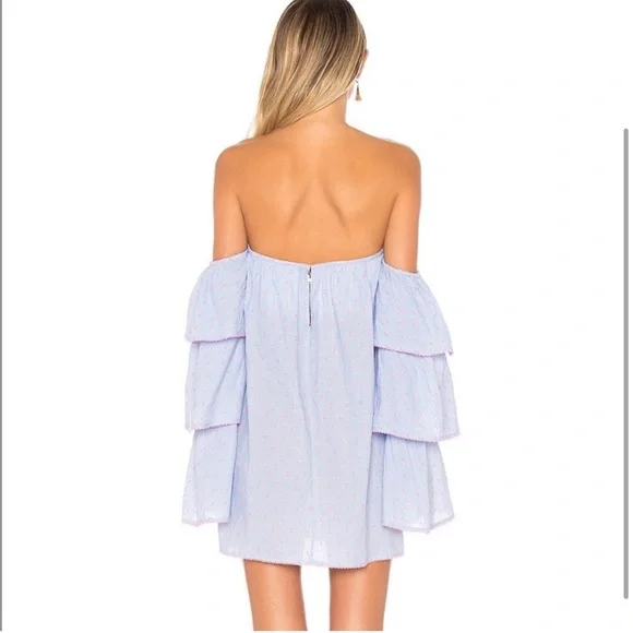 REVOLVE Lovers + Friends Ronita Strapless Ruffle Long Sleeve Mini Dress | Size S - Picture 2 of 7